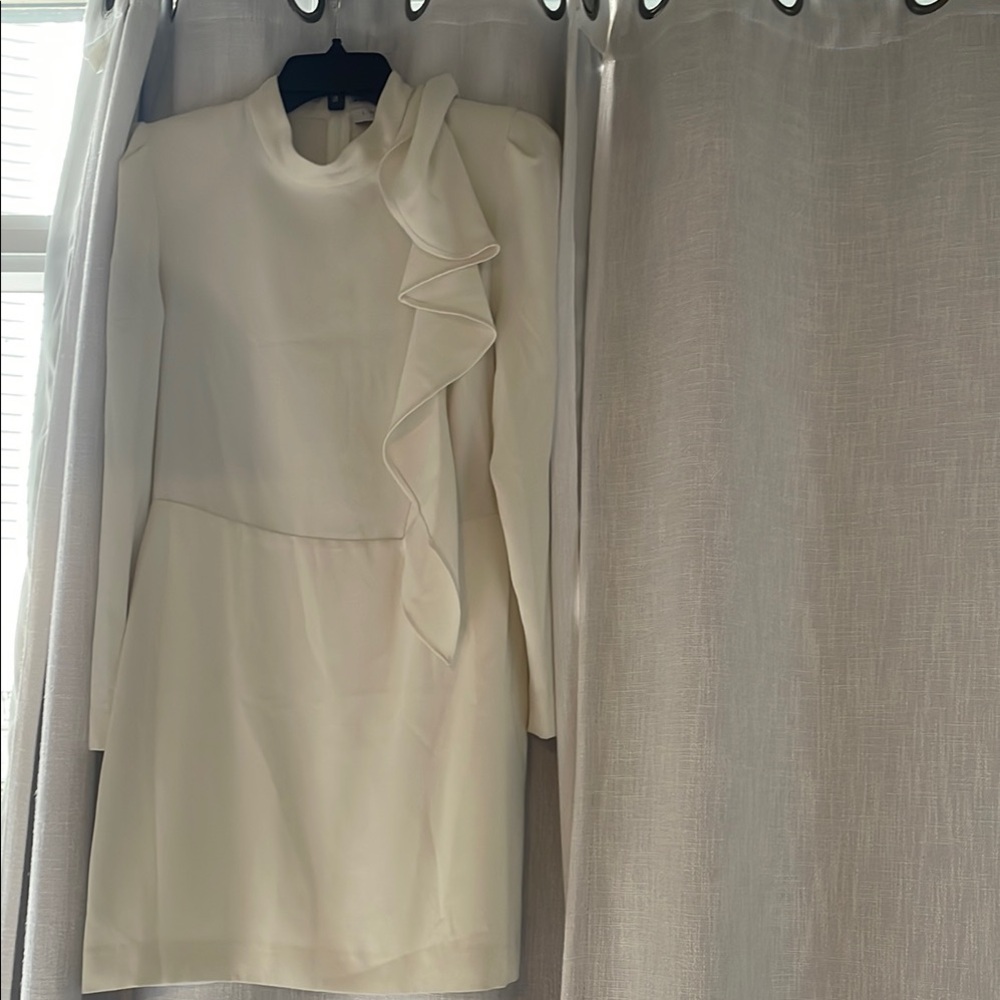 IRO Deteo Cream Long Sleeve Ruffle Dress